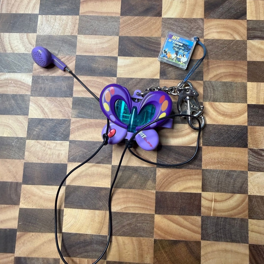 Vintage Y2K Purple Butterfly HitClips Micro Music Player Keychain